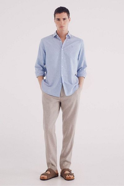 Springfield Slim fit linen structured trousers