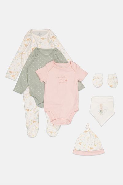 MOTHERCARE Toddlers Girl 6 Piece Graphic Print Gift Set, Multicolor