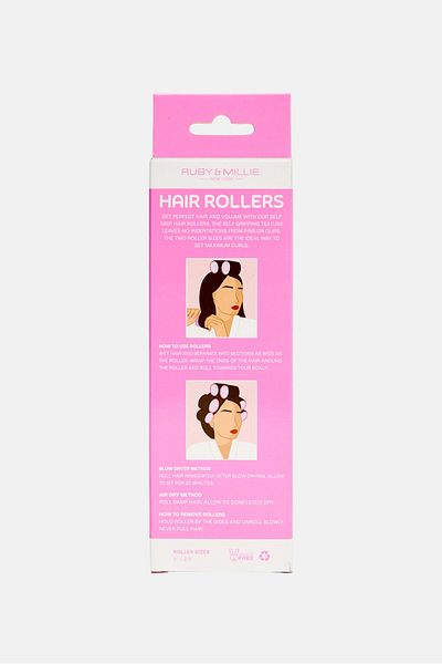 Ruby & Millie 2 Pcs Hair Rollers, Multicolor