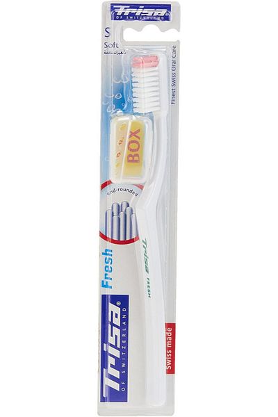 Trisa Trisa Fresh Adult Toothbrush Soft Bristle with Travel Cap Gentle Cleaning Swiss Made
