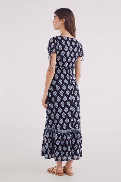 Springfield midi dress with print bows and sleeves