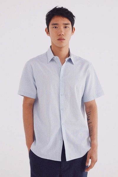 Springfield Linen shirt with short sleeves