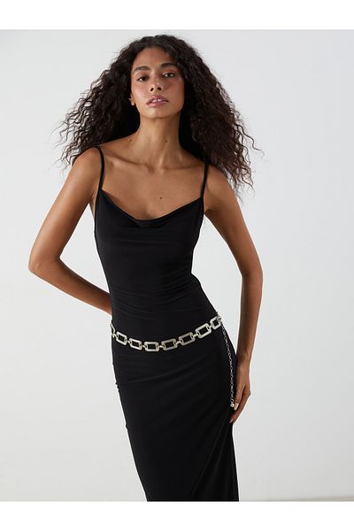 LC Waikiki Flowy Neckline Strap Bodycon Dress