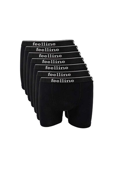 Rasanet 7 Pieces Feelline Black Cotton Natural Lycra Men's Boxers