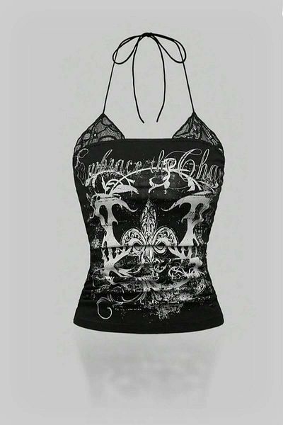 Köstebek Embrace the Chaos Halter Neck Gothic Blouse
