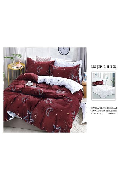CHIRASO CHIRASO 4-Piece Bedding Set, Satin Cotton, Sheet 240x250 cm, 2 Pillowcases