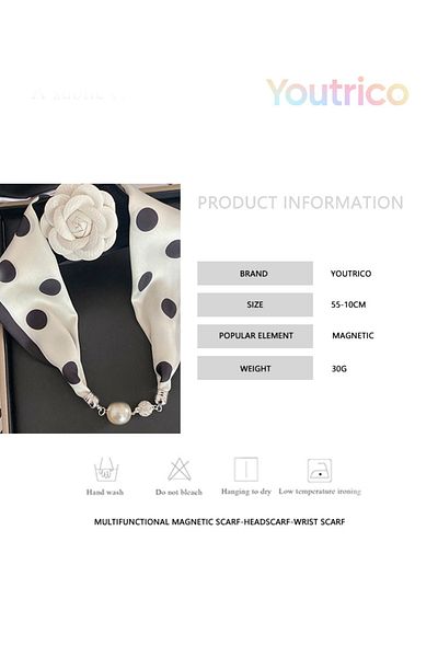 Youtrico New magnetic scarf,A variety of graphic prints,Versatile with a silk scarf.55*10cm