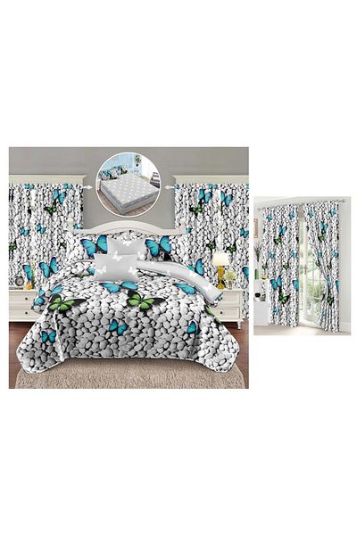 CHIRASO CHIRASO 8-Piece Bedding Set, with Drapery, Fitted Sheet 180x200, Duvet Cover, 4 Pillowcases