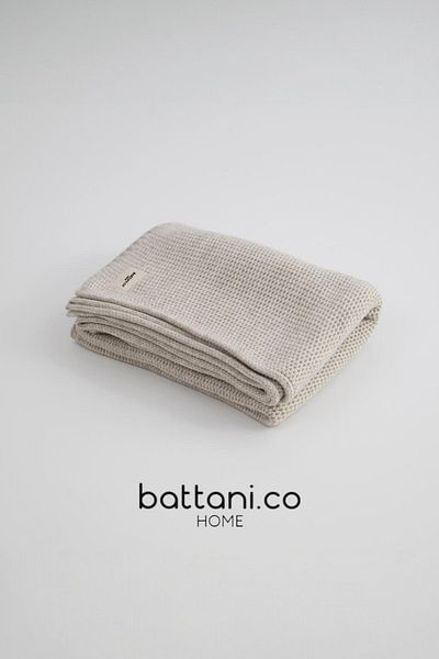 Battani.Co Home Premium Knitted Knitwear Beige Sofa Bed Tv Blanket 130X170 cm