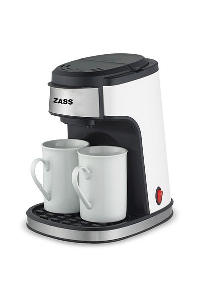 Zass Cafetieră cu filtru ZCM 01, putere 450W, 2 cești ceramice incluse, dimensiuni mici, picioare antiderapante