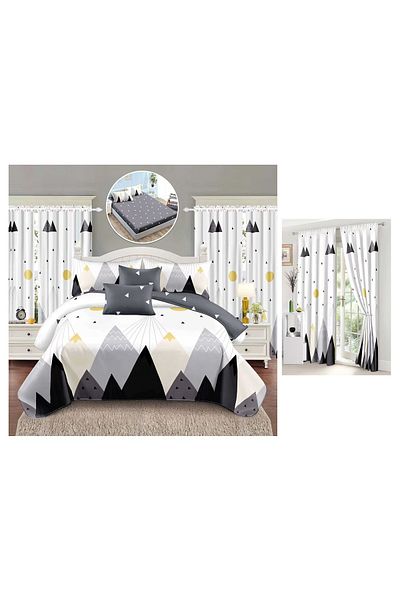 CHIRASO CHIRASO 8-Piece Bedding Set, with Drapery, Fitted Sheet 180x200, Duvet Cover, 4 Pillowcases