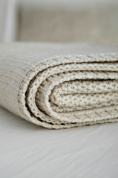 Battani.Co Home Premium Knitted Knitwear Beige Sofa Bed Tv Blanket 130X170 cm