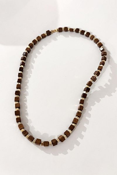 New Obsessions Elegant Women's Necklace with Wooden Beads