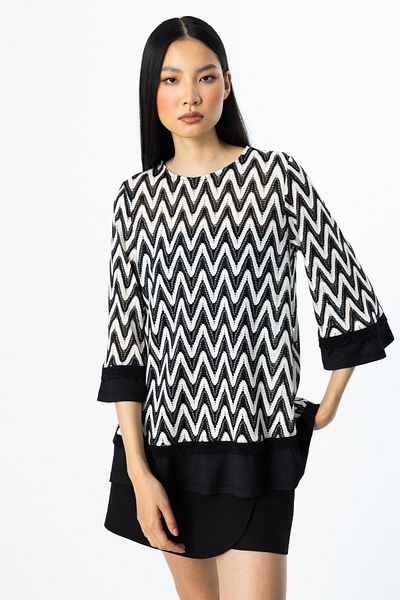 ON Zigzag Patterned Half Sleeve Tunic