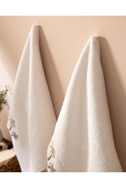 Madame Coco Рушник з вишивкою Palmy, 100% бавовна, 2 шт. - білий - 30x45 см