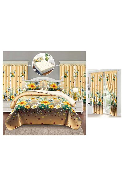 CHIRASO CHIRASO 6-Piece Bedding Set, with Drapery, Fitted Sheet 140x200, Duvet Cover, 2 Pillowcases