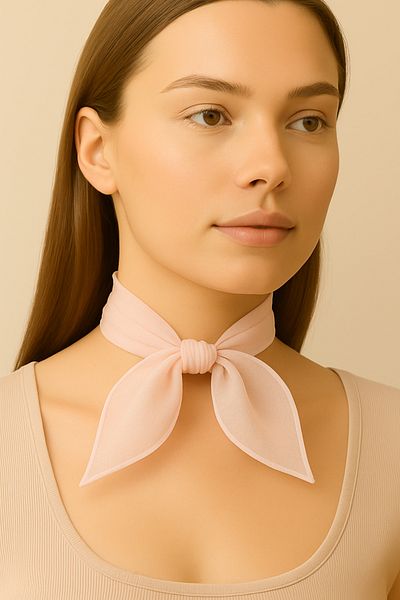 VOOP Powder Pink Colored Plain Chiffon Scarf Multi-Purpose Accessory 50X50
