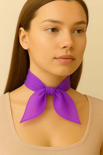 VOOP Purple Colored Plain Chiffon Scarf Multi-Purpose Accessory 50X50