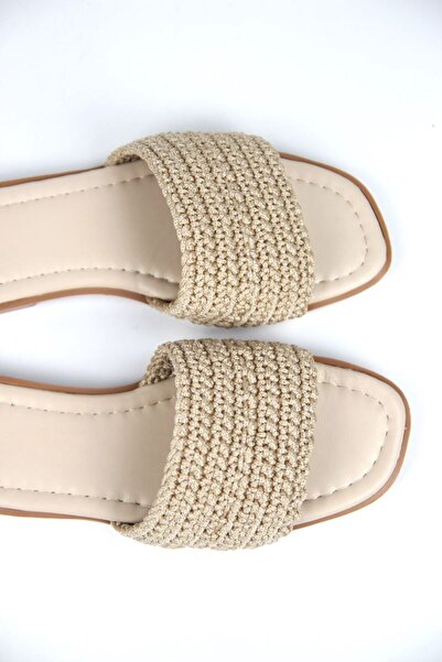 Gökhan Talay Γυναικείες πλεκτές παντόφλες Joyce σε μπεζ χρώμα