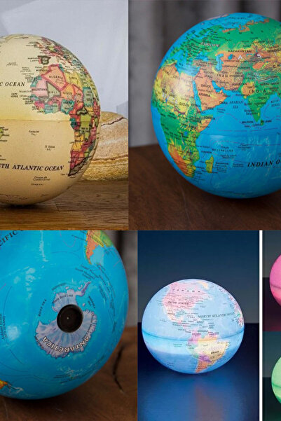 Genel Markalar Led ışıklı dönen dünya küre dekoratif masa süsü lamba genç oda...