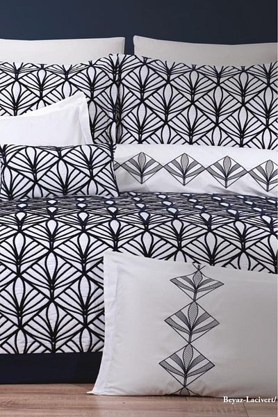 Çeyiz Diyarı Dowry Land Polina 10 Piece Dowry Set White Navy Blue