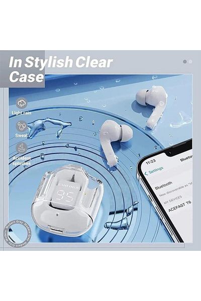 WHITE Wireless Bluetooth Headphones, Buds Ultrapods, Audio, Noise Cancelling, Wireless, Digital Display