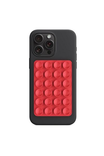 SKYDDAR INNOVATION Universal Adhesive Phone Holder with Suction Cup, Silicone, 8x5.5cm, SKDR StickIt SO-PAD - Red
