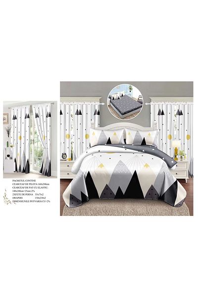 CHIRASO CHIRASO 6-Piece Bedding Set, with Drapery, Fitted Sheet 140x200, Duvet Cover, 2 Pillowcases