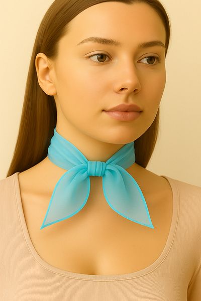 Paciqa Baby Blue Χρώμα Αξεσουάρ Πολλαπλών Χρήσεων Αξεσουάρ Επίπεδο Σιφόν Φουλάρι 50x50