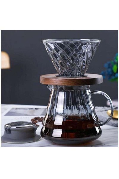 rank V60 Coffee Drip Set: Glass Dripper and Glass Server