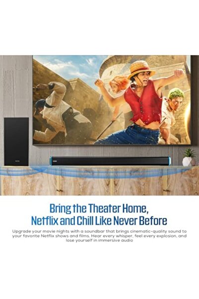 Faster Theater Pro T3000 RGB Soundbar Speaker - 2.1CH Wired Subwoofer and Wireless Soundbar Portable