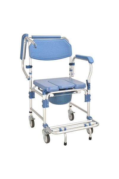 Dr. Happy Wheelchair with WC for Transport and Shower – JLC00303 with Foldable Wheels and Armrests