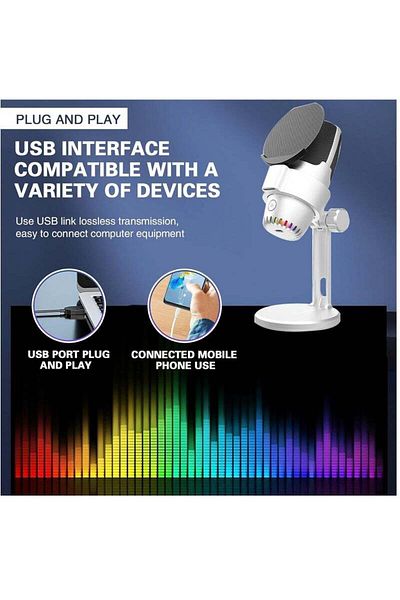 COOYA Condenser Microphone, USB Computer Gaming Mic for Desktop, RGB Light, Pop Filter, Studio Microphone