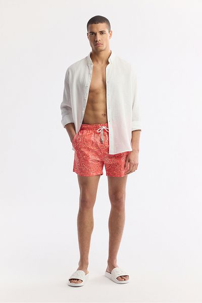Avva Men's Orange Quick Dry Printed Standard Size Swimwear with Special Carry Bag Sea Shorts A51Y3810