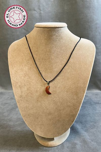 Uretti - Tuğba 6667 2594 Handmade Star Stone Moon Model Natural Stone Necklace - Brown