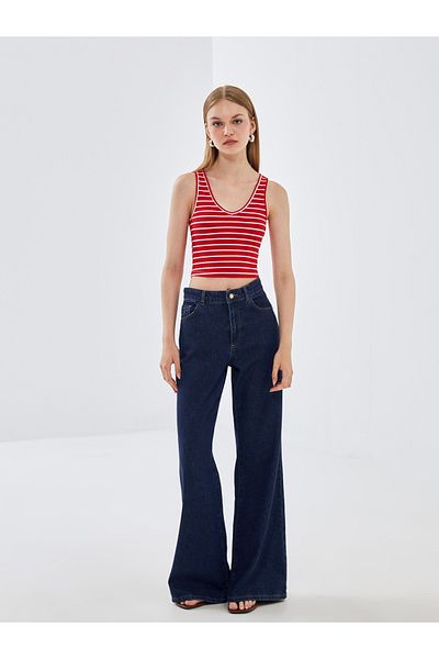 LC Waikiki V-Neck Striped Crop Women's Tank Top