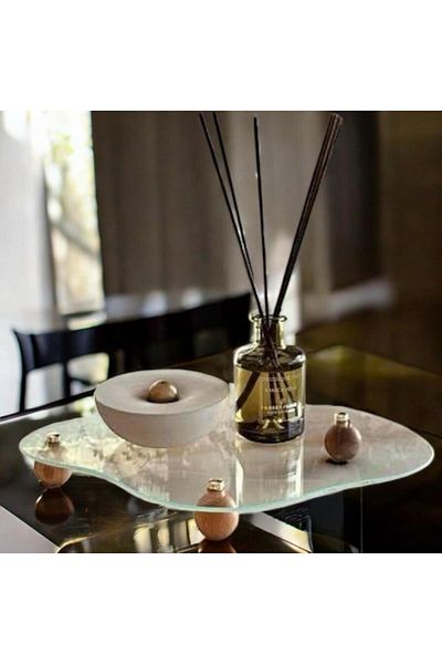 Peramari Decorative Glass Ellipse Cloud Presentation Tray