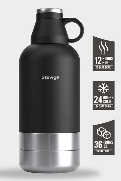 Stevig 4-piece Multi-purpose Steel Thermos - 1.9 Lt. Black St-212