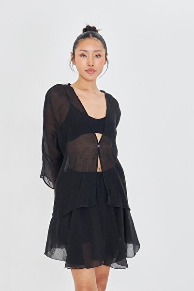 TIFFANY&TOMATO Tek Düğmeli Kırışık Kimono