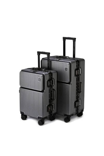 Generic STARGOLD Zipperless PC 2-Piece Hard Shell Luggage Set with TSA Lock & 360° Wheels, SG-PC431 Grey