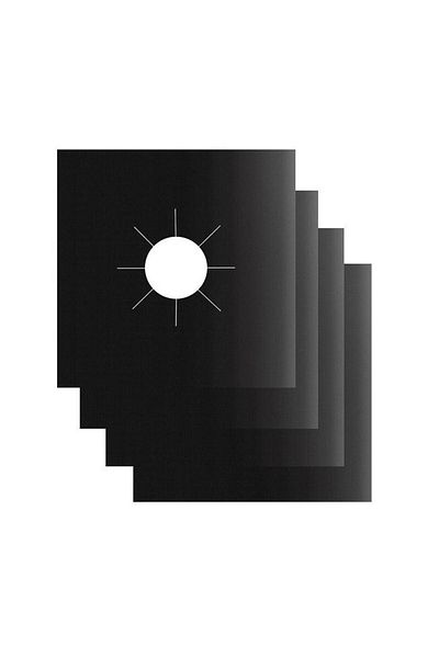 OEM Set de 4 folii protectoare din teflon Runimex®, pentru aragaz/plită, reutilizabile, 27 x 27 cm, negre
