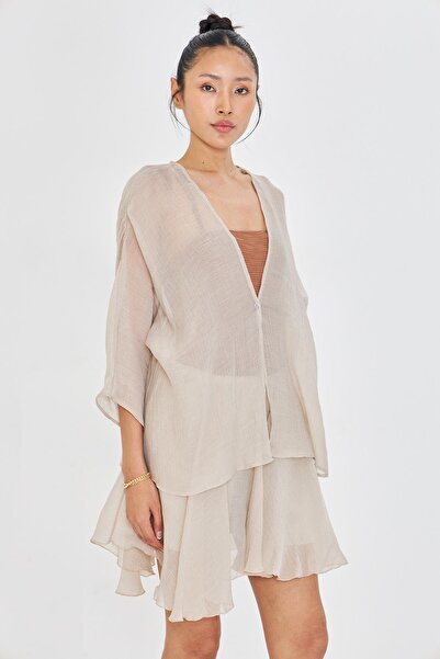 TIFFANY&TOMATO Tek Düğmeli Kırışık Kimono