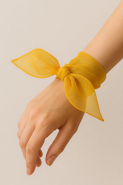 VOOP Yellow Colored Plain Chiffon Scarf Multi-Purpose Accessory 50X50