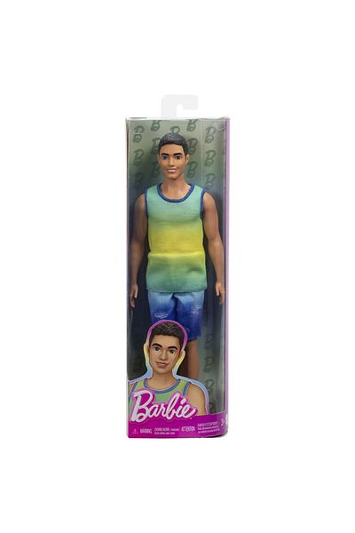 Barbie BRUNETTE FASHIONISTAS BOY DOLL WITH OMBRE T-SHIRT AND JEANS SHORTS