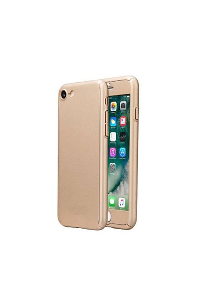 Gold Carcasă iPhone 7 Full Cover 360 + folie de sticlă, aurie