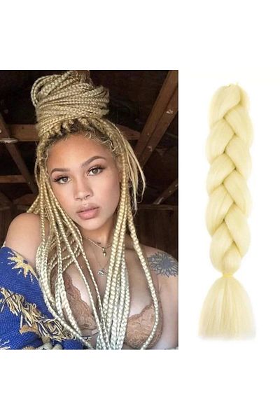 WNY Synthetic Colored Hair Extensions for Braiding Ombre Light Blonde 105g 63cm