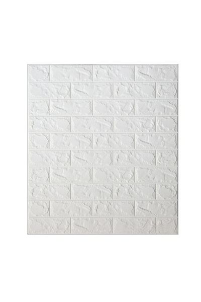WHITE 3D WHITE brick embossed wallpaper, Self-adhesive, 77x70 cm