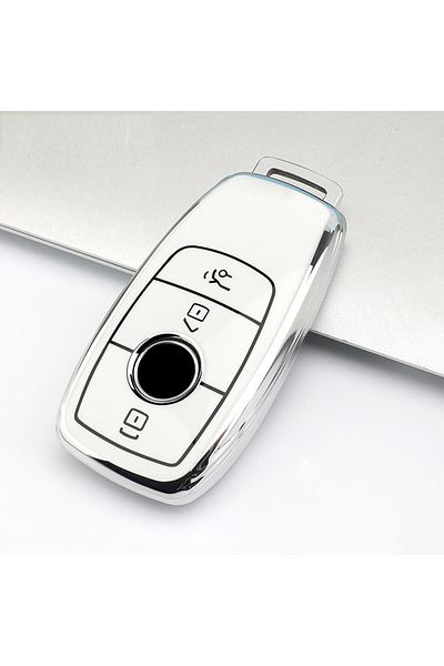 WHITE Premium protective cover for car key, Elegance Luxury Cover Key, White with silver, compatible with