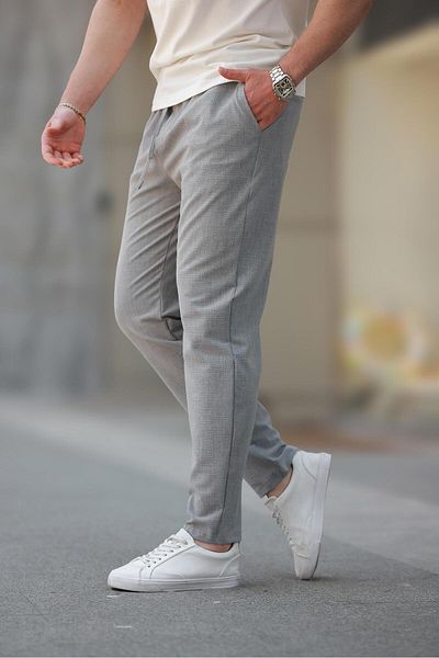 Madmext Gray Regular Fit Men's Trousers E6572