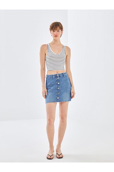 LC Waikiki V-Neck Striped Crop Women's Tank Top